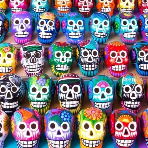 Small Ceramic Skulls Wholesale x 50 | Painted Beautifully With Love In Mexico By Traditional Artist | Dia de Muertos Sugar Skull Decoration - ARTMEXICO