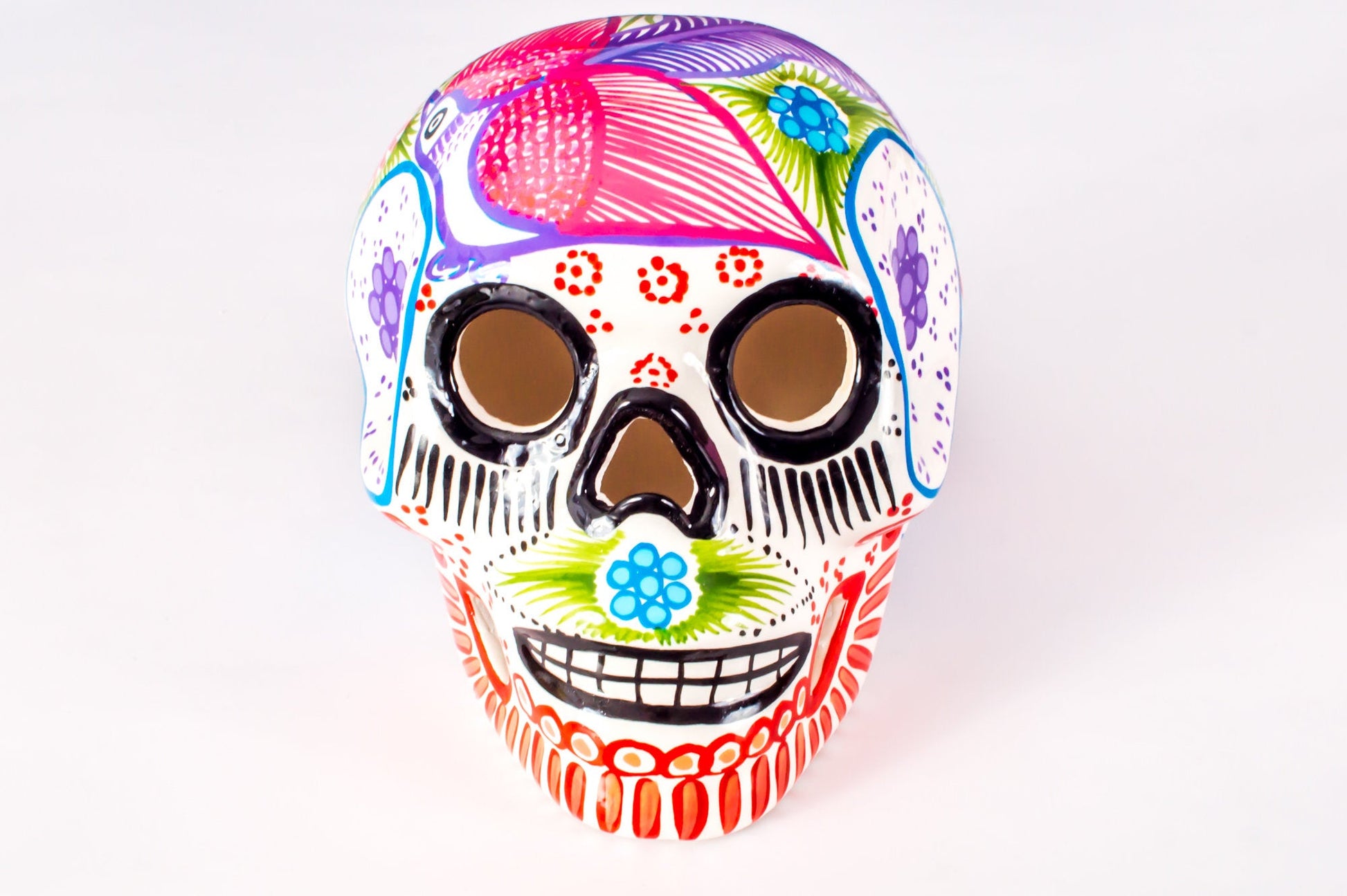 Large Ceramic Skulls Wholesale x 20 | Hand-painted With Love In Mexico By Traditional Huichol Artist - ARTMEXICO