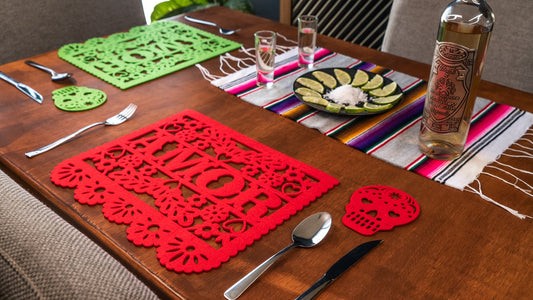 Set of 7 Mexican Papel Picado Style AMOR Placemats