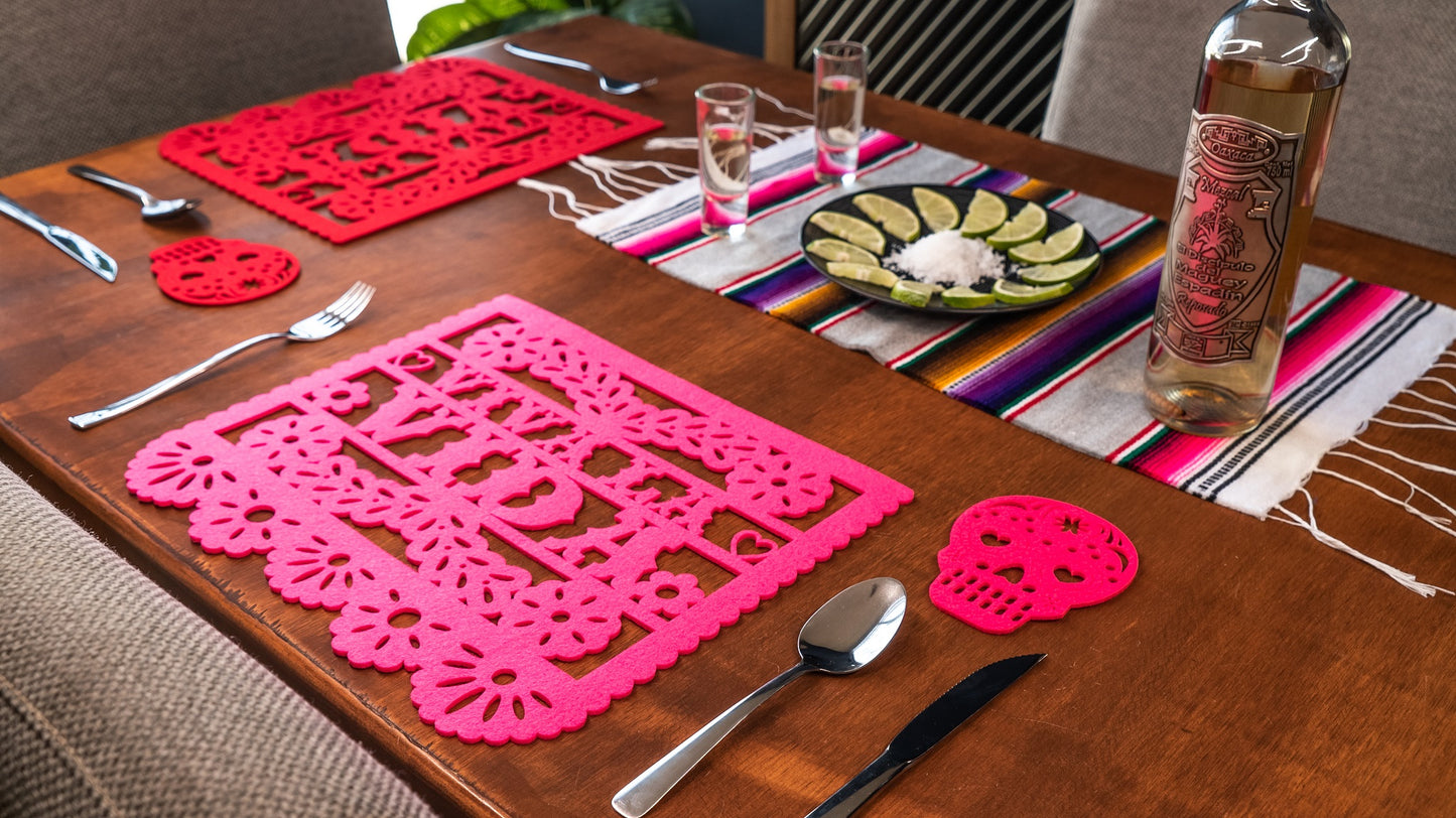 Mexican Papel Picado Style VIVA LA VIDA Felt Placemats