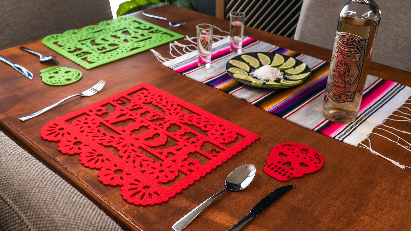 Mexican Papel Picado Style VIVA LA VIDA Felt Placemats