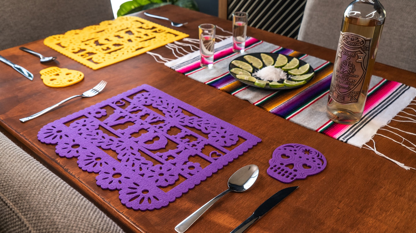 Mexican Papel Picado Style VIVA LA VIDA Felt Placemats