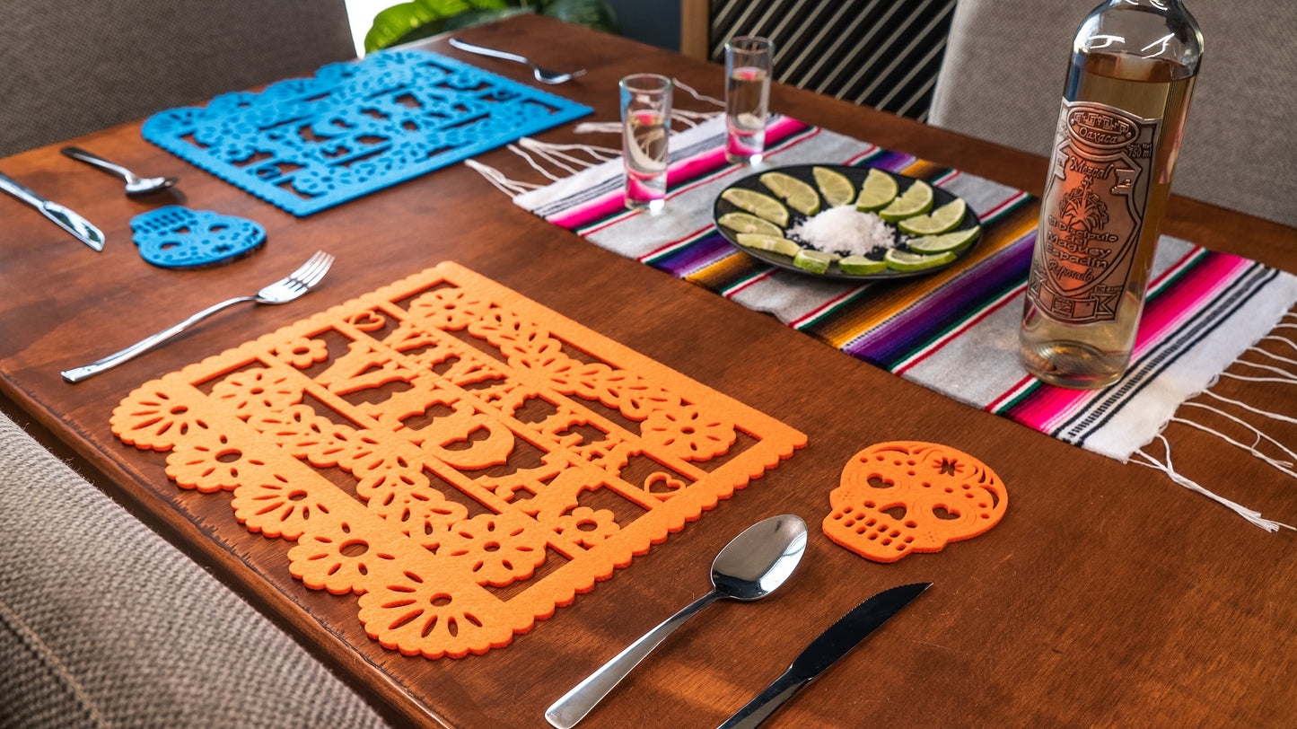 Mexican Papel Picado Style VIVA LA VIDA Felt Placemats