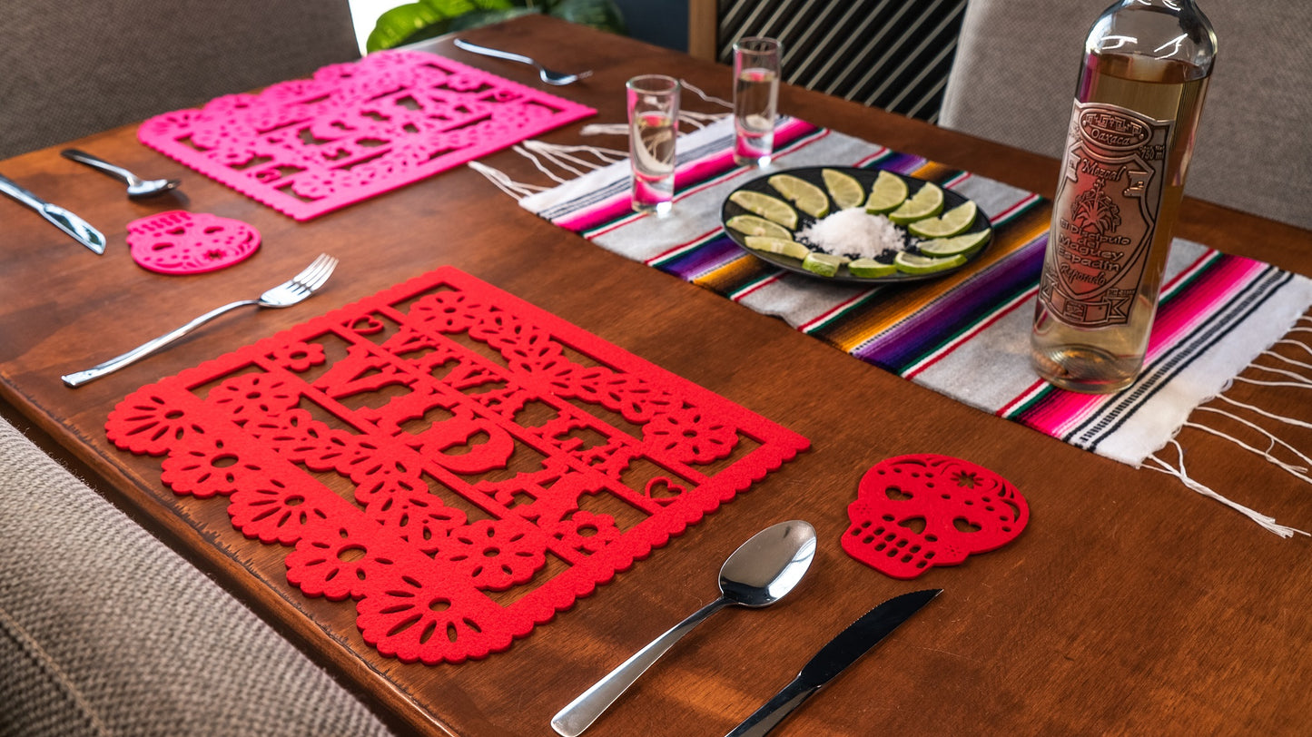 Mexican Papel Picado Style VIVA LA VIDA Felt Placemats