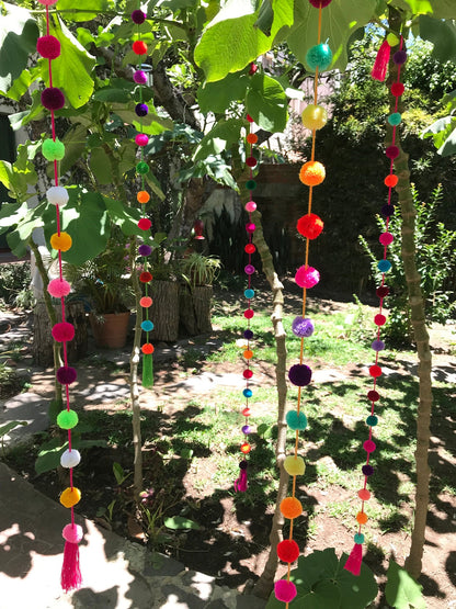 mexican pom pom bunting tree decor