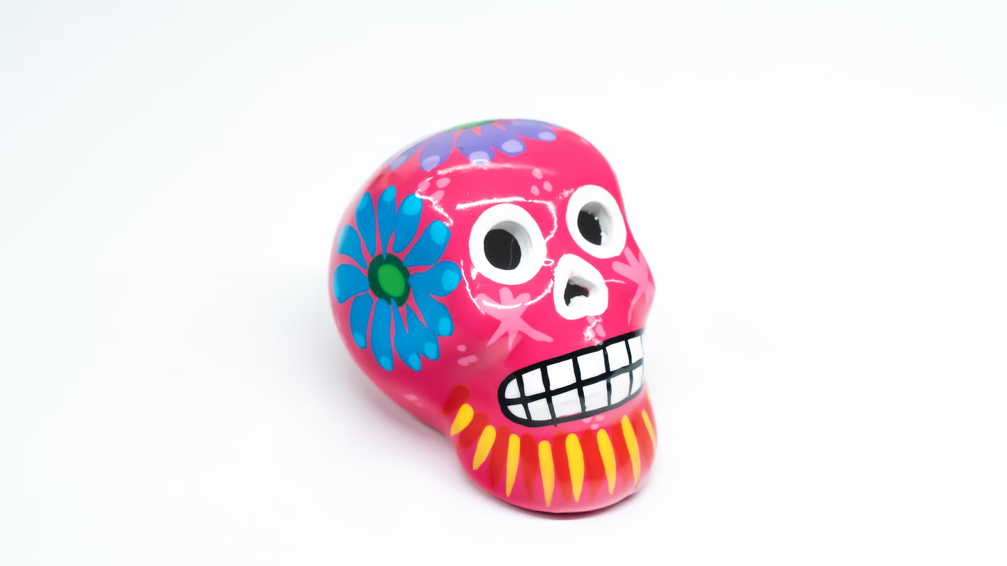1 Small Mexican Ceramic Skull in Gift Box Cute Mexican Home Decor | Select From 16 Colours