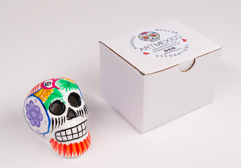 sugar skull ornament comes in gift box