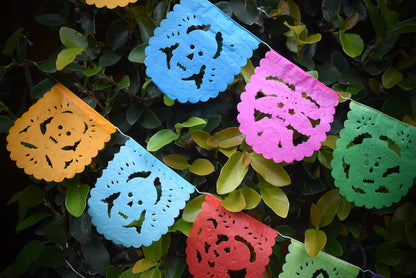 Mini Day of the Dead Flags Bunting Banner Decorations | 1.5m/5ft Long Banner with 10 Mini Flags - ARTMEXICO