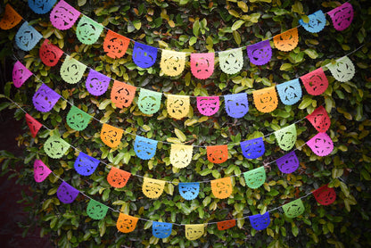 Mini Day of the Dead Flags Bunting Banner Decorations | 1.5m/5ft Long Banner with 10 Mini Flags - ARTMEXICO