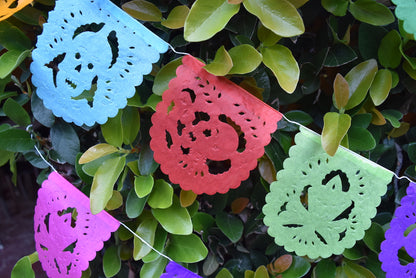 Mini Day of the Dead Flags Bunting Banner Decorations | 1.5m/5ft Long Banner with 10 Mini Flags - ARTMEXICO