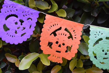 Mini Day of the Dead Flags Bunting Banner Decorations | 1.5m/5ft Long Banner with 10 Mini Flags - ARTMEXICO