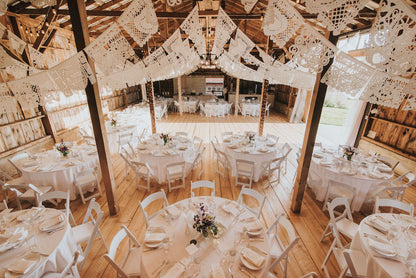 personalised white papel picado wedding flags