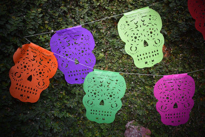 Sugar Skull Bunting Banner Halloween Party Bunting | 5m 16ft Banner with 14 Medium Flags - ARTMEXICO
