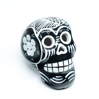 sugar skull ornament black and white birds