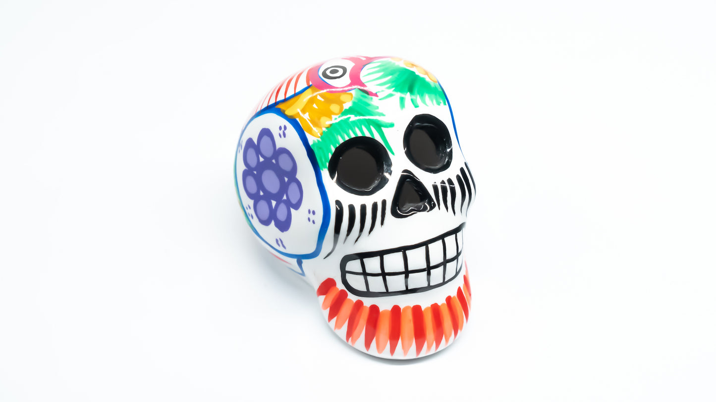 sugar skull ornament white and multicoloured