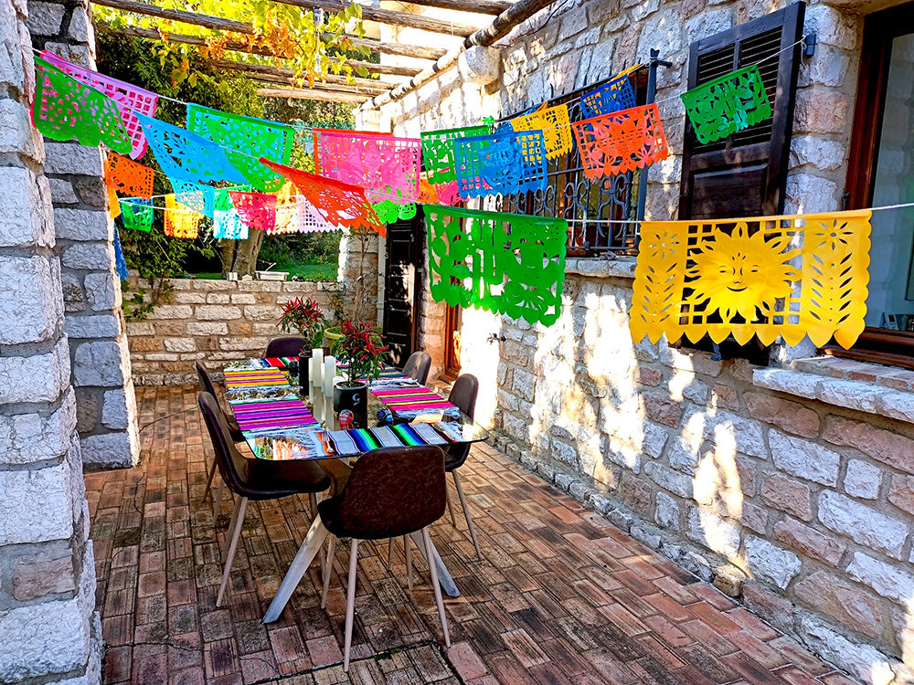 waterproof outdoor bunting garden party decorations with fun multicoloured flags