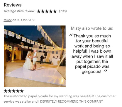 Banderines de papel picado para boda mexicana personalizados en plástico blanco