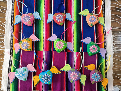 Décorations de Noël en forme de cœur ailé mexicain