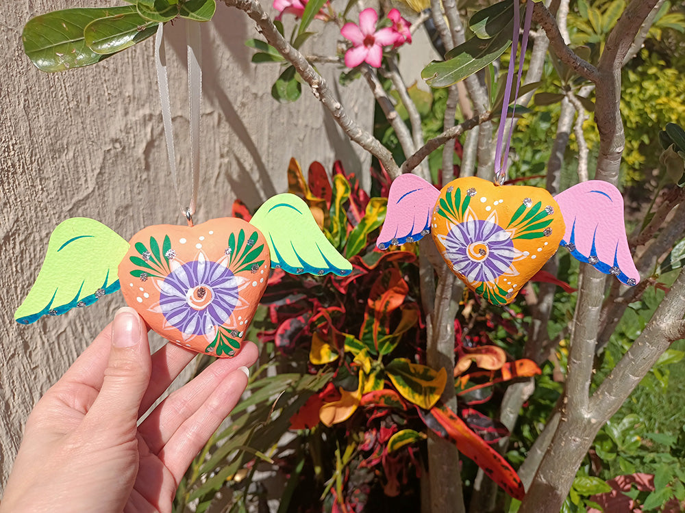 Mexican Winged Heart Colourful Hanging Ornaments